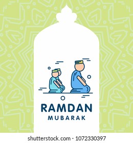 Ramadan Kareem Vector Background. calligraphy greeting card design of happy Ramadan Mubarak, Beautiful Muslim Event Eid Background Design