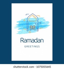Ramadan Kareem Vector Background. calligraphy greeting card design of happy Ramadan Mubarak, Beautiful Muslim Event Eid Background Design