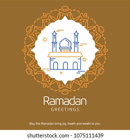 Ramadan Kareem Vector Background. calligraphy greeting card design of happy Ramadan Mubarak, Beautiful Muslim Event Eid Background Design