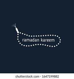 ramadan kareem vector, background letering and prayer beads