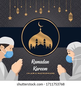 ramadan kareem vector background in the middle of a corona virus pandemic