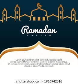 Ramadan Kareem Vector Background with Mosque and Islamic Element