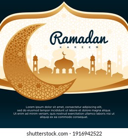 Fondo vectorial Ramadan Kareem con elemento islámico y mezquita