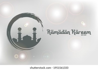 Ramadan kareem vector background with mosque and lens flare.