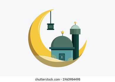Ramadan Kareem Vector with Blue Lanterns