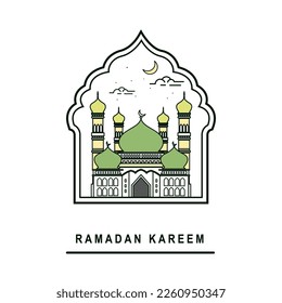 Ramadan kareem vector celebration of holy month with mosque design template
