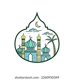 Ramadan Kareem Vektor-Feier des heiligen Monats mit Moschee-Design-Vorlage