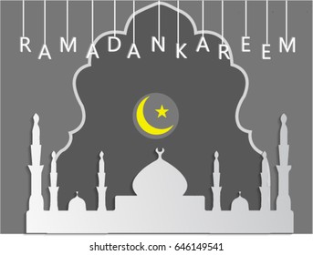 Ramadan Kareem Vector Design, Ramadan Kareem Vector Abstract Background,Mosque Silhouette.