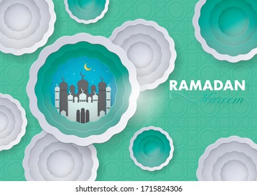 Ramadan Kareem vector design of background illustration with mosque ornament.