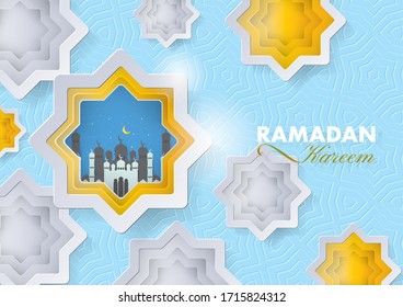 Ramadan Kareem vector design of background illustration with mosque ornament.