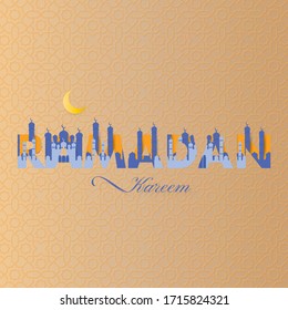 Ramadan Kareem vector design of background illustration with mosque ornament.