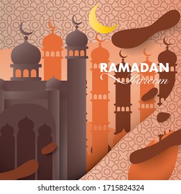 Ramadan Kareem vector design of background illustration with mosque ornament.