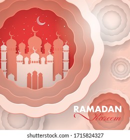 Ramadan Kareem vector design of background illustration with mosque ornament.