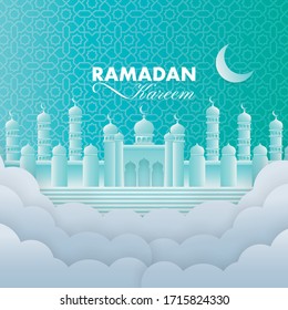 Ramadan Kareem vector design of background illustration with mosque ornament.