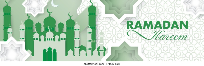 Ramadan Kareem vector design of background illustration with mosque ornament.