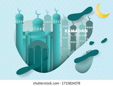Ramadan Kareem vector design of background illustration with mosque ornament.