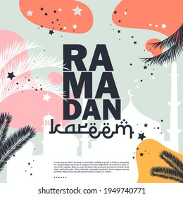 diseño vectorial ramadan kareem para banner, fondo, se puede usar como tarjeta, y web. además del diseño de Ramadan kareem, Eid al-Fitr y Eid al-Adha. vector