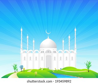 Ramadan Kareem Vector Design - Detailed drawings of the mosque - Islamic Holy Day Theme