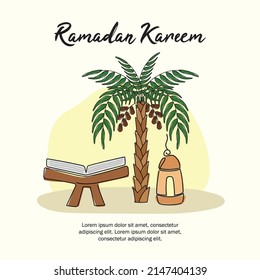 Ramadan kareem vector design with flat style