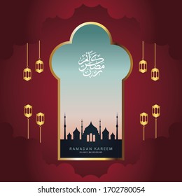 Ramadan Kareem Vektorillustration Design, mit Gradien Farbe. Vektorillustration Illustration für Grußkarten, Poster und Banner.