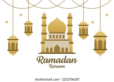 Ramadan kareem vector design illustration, mosque, lantern