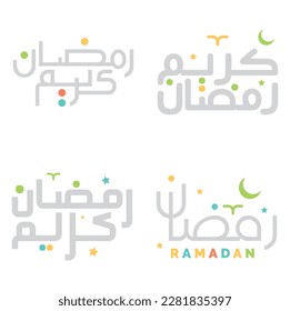 Diseño vector Ramadan Kareem con tipografía árabe moderna.
