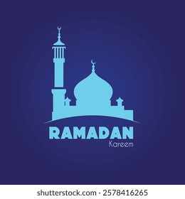 Ramadan Kareem Vector Design with Mosque, Hanging Lamps and Moon | Islamic Festival Art