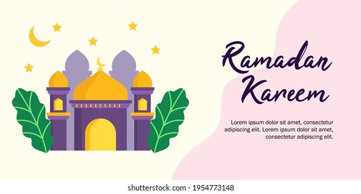 Ramadan kareem vector with flat style, Ramadan mubarak background