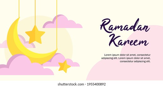 Ramadan kareem vector with flat style, Ramadan mubarak background