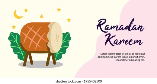 Ramadan kareem vector with flat style, Ramadan mubarak background
