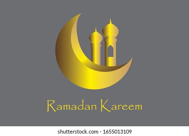 Ramadan kareem vector with gold concept on dark background