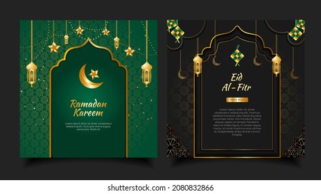 Ramadan kareem vector greeting card. eid mubarak, eid al fitr
