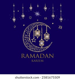 Vector de Ramadán Kareem ilustración hecha a mano