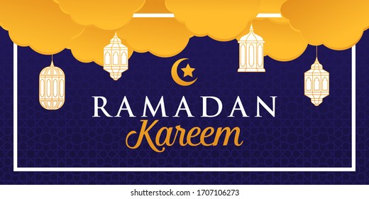 Ramadan Kareem Vector Illustration. Ramadan Kareem Background vector template for banner, greeting card, flyer, invitation, poster design. Trendy Ramadan flat design vector illustration.