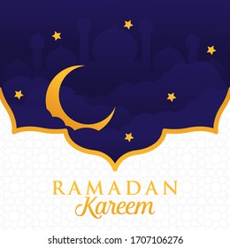 Ramadan Kareem Vector Illustration. Ramadan Kareem Background vector template for banner, greeting card, flyer, invitation, poster design. Trendy Ramadan flat design vector illustration.