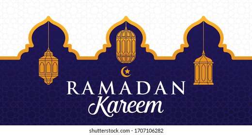Ramadan Kareem Vector Illustration. Ramadan Kareem Background vector template for banner, greeting card, flyer, invitation, poster design. Trendy Ramadan flat design vector illustration.