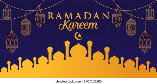 Ramadan Kareem Vector Illustration. Ramadan Kareem Background vector template for banner, greeting card, flyer, invitation, poster design. Trendy Ramadan flat design vector illustration.