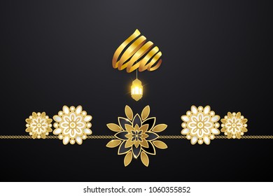 Ramadan Kareem vector illustration with boho and flower elements using paper cut style design