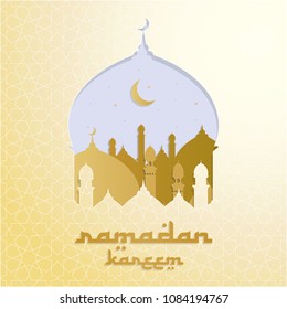 Ramadan Kareem Vector Illustration. Elegant Ramadan Greeting with Mosque Dome Design. Paper Art and Digital Craft Style