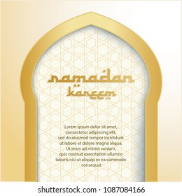 Ramadan Kareem Vector Illustration. Elegant Ramadan Greeting with Gold Mosque Dome Design. Paper Art and Digital Craft Style