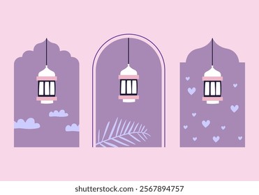 Ramadan Kareem vector illustration in flat geometric style design for poster.