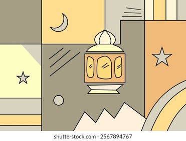 Ramadan Kareem vector illustration in flat geometric style design for poster.