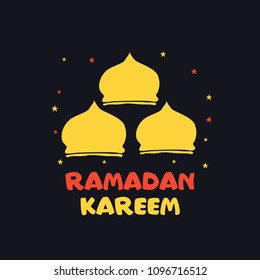 Ramadan Kareem Vector Illustration Hand Drawn Style For Greeting Card, Celebration Card