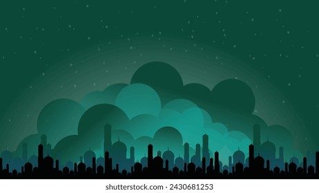 Ramadan kareem vector illustration, ramadan holiday celebration background isolated in green background