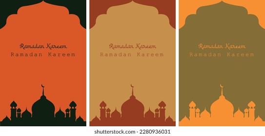 Ramadan Kareem vector illustration Islamic greeting design line mosque with Arabic theme free vector