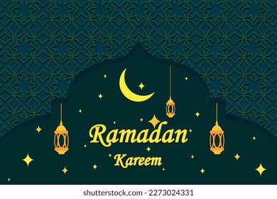 ramadan kareem vector illustration with moon and star decoration