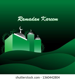 Ramadan Kareem Vector illustration with Mosque and Moon style, for Islamic Celebration, Banner, Greeting card and Eid mubarak