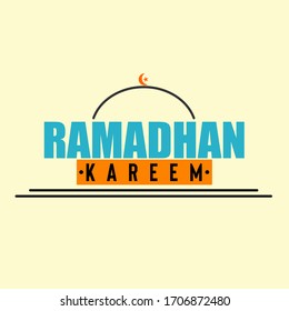 Ramadan Kareem vector illustration with mosque line art silhouette can be used as greeting card banner design