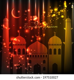  Ramadan Kareem  vector illustration with on shiny abstract night background