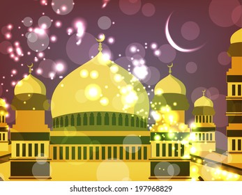  Ramadan Kareem  vector illustration with on shiny abstract night background